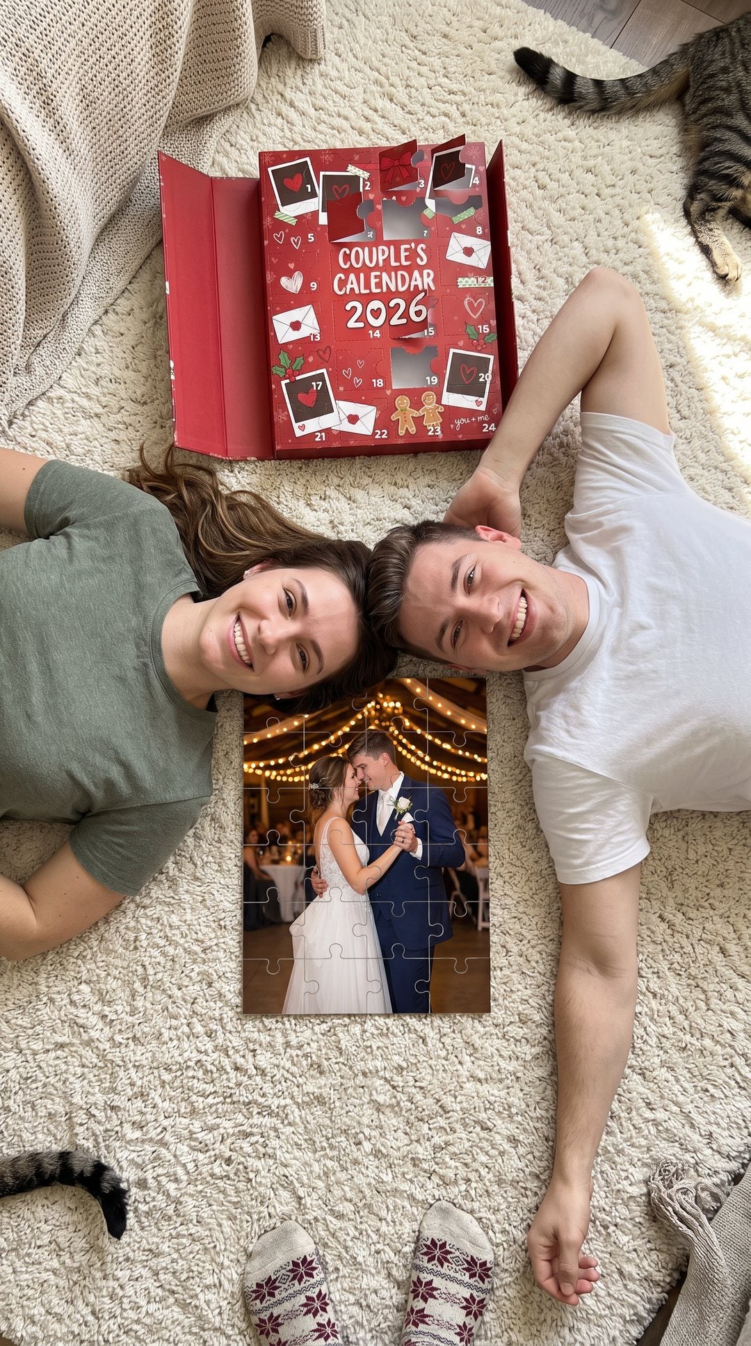 Emma & Jake with their Couple's Calendar
