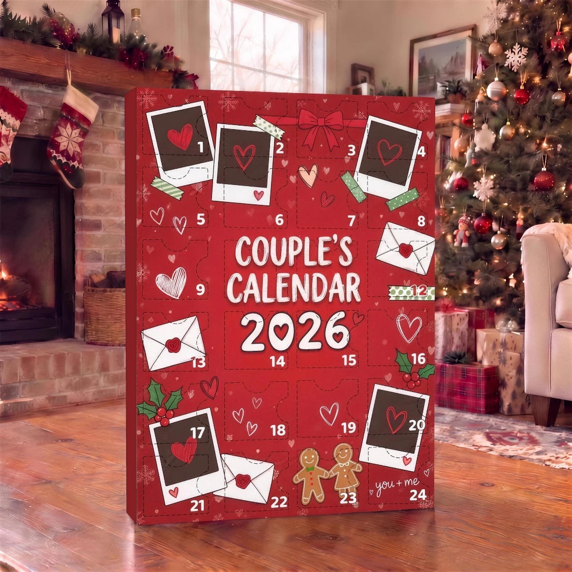 Couple's Calendar 2026 by the Christmas tree